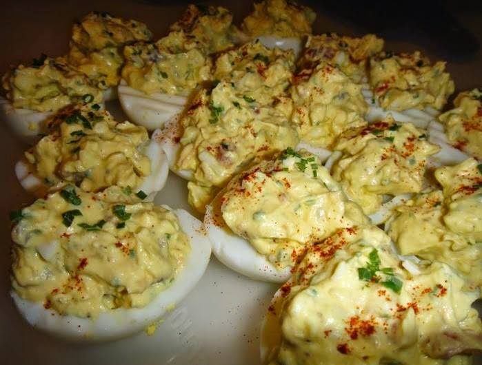 Bacon Cheddar Deviled Eggs