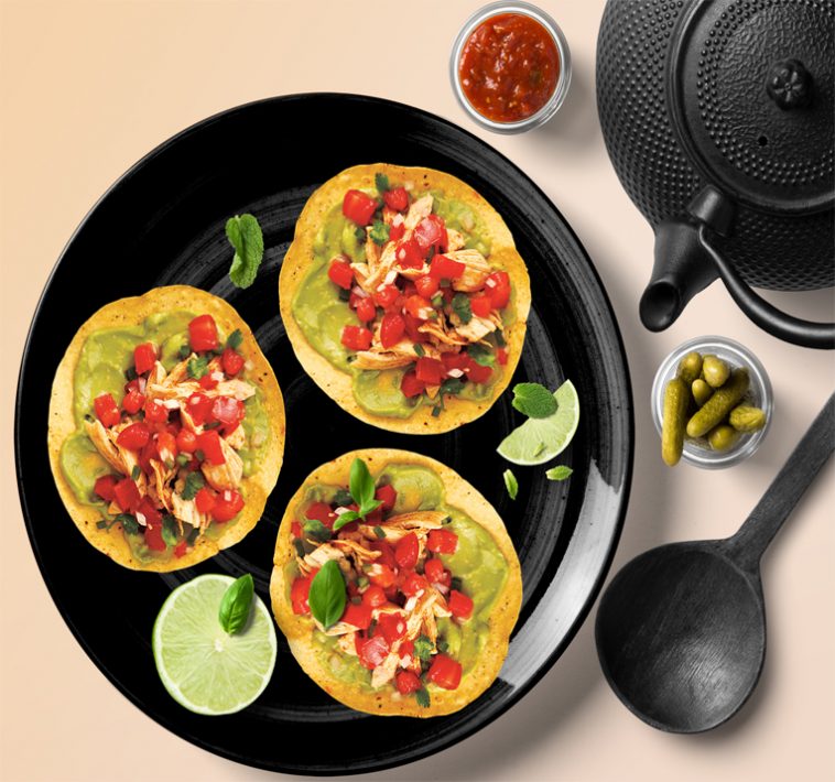 Chicken and Guacamole Tostadas