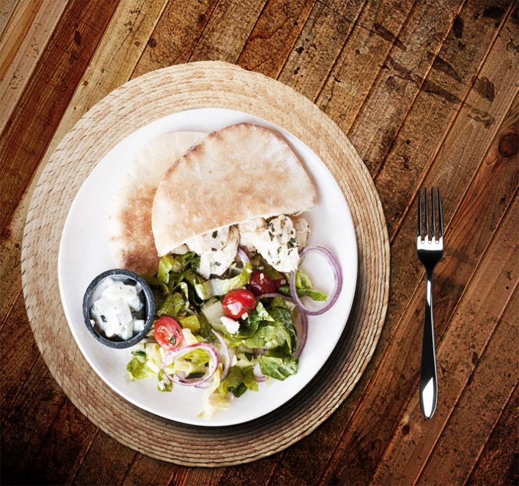 Greek Slaw Chicken Pitas