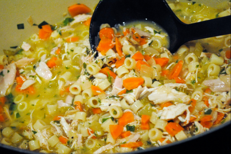 Lemon Chicken Soup with Spaghetti