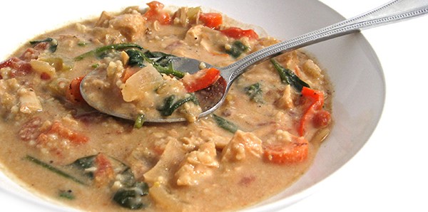 Skinny Thai Peanut Chicken Soup