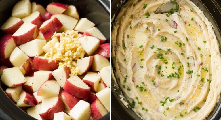 Slow Cooker Creamy Garlic Mashed Potatoes