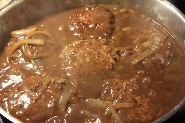 Hamburger steaks with onion gravy