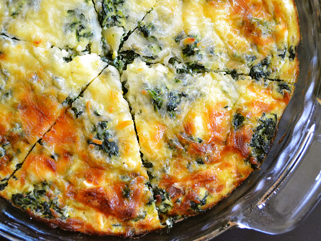 Crustless Spinach, Onion and Feta Quiche