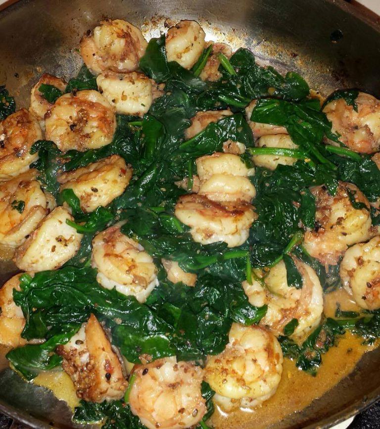 Shrimp and Sauteed Spinach