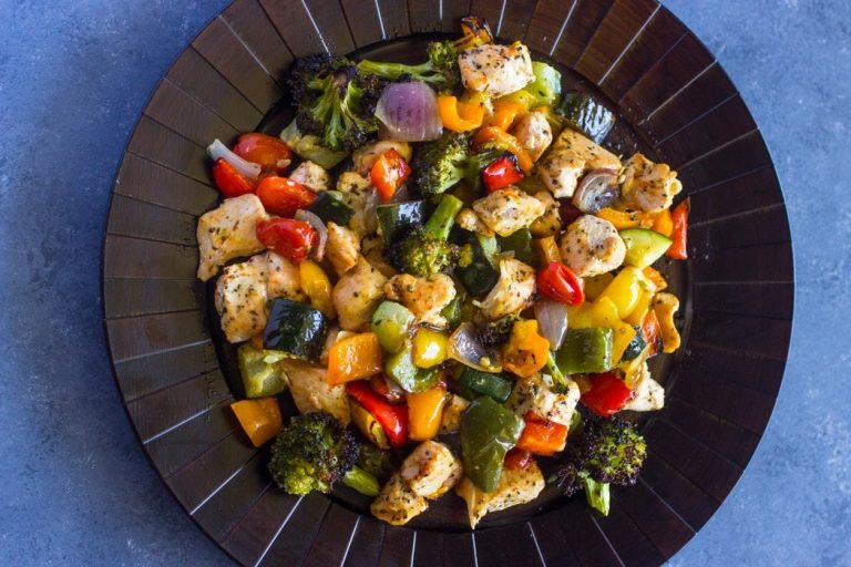 15 Minute Healthy Roasted Chicken and Veggies