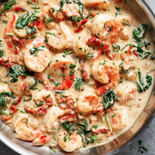 CREAMY GARLIC BUTTER TUSCAN SHRIMP
