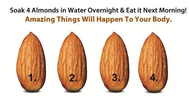 SOAK 4 ALMONDS IN WATER OVERNIGHT AND EAT IT THE NEXT MORNING! AMAZING THINGS WILL HAPPEN TO YOUR BODY!