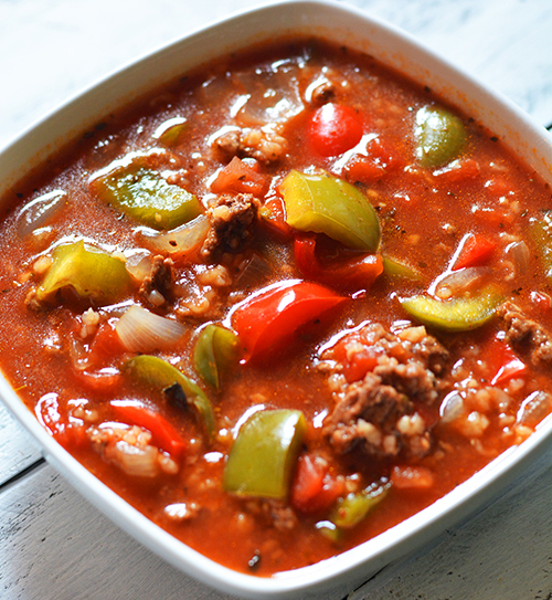 SLOW COOKER STUFFED PEPPER SOUP