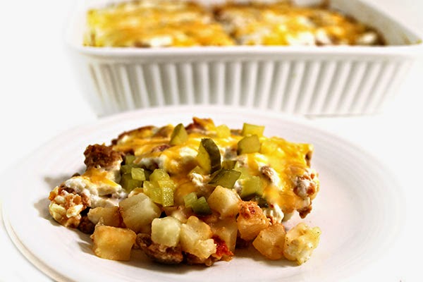LOW CALORIE CHEESEBURGER AND POTATO CASSEROLE