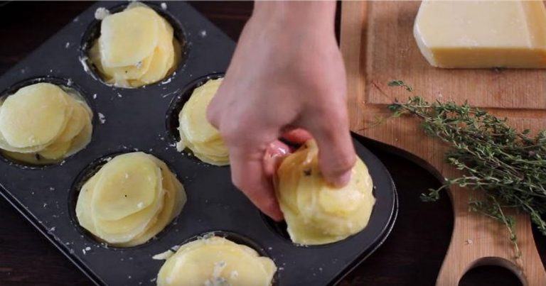 SLICE POTATOES AND PUT THEM IN A MUFFIN PAN. THEY’LL COME OUT OF THE OVEN FAMILY FAVORITE!