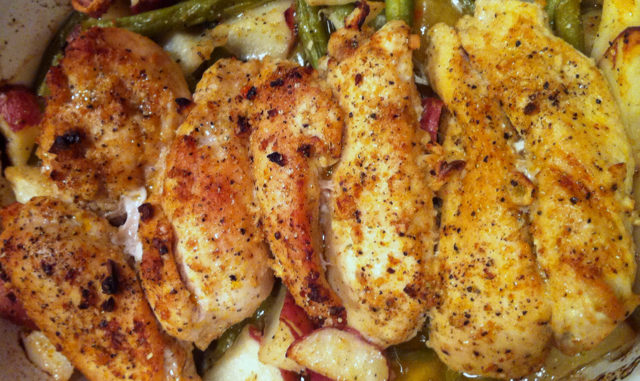GARLIC & LEMON CHICKEN WITH RED POTATOES & GREEN BEANS !