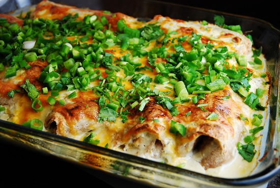 White Chicken and Cheese Enchilada Casserole