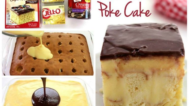 Boston Cream Poke Cake