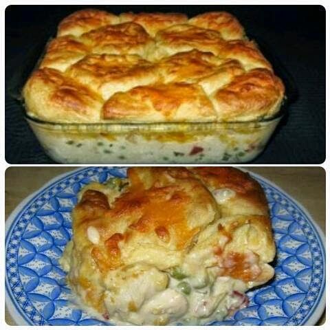 CREAMED CHICKEN AND BISCUITS CASSEROLE