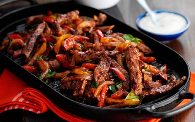 Sizzling steak fajitas