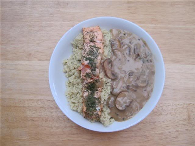 Teriyaki sauce, Mushrooms & Salmon with Couscous