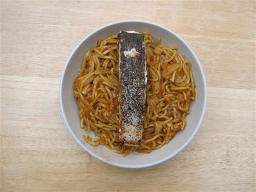 Delicious Salmon, Noodles with plum & hoisin sauce